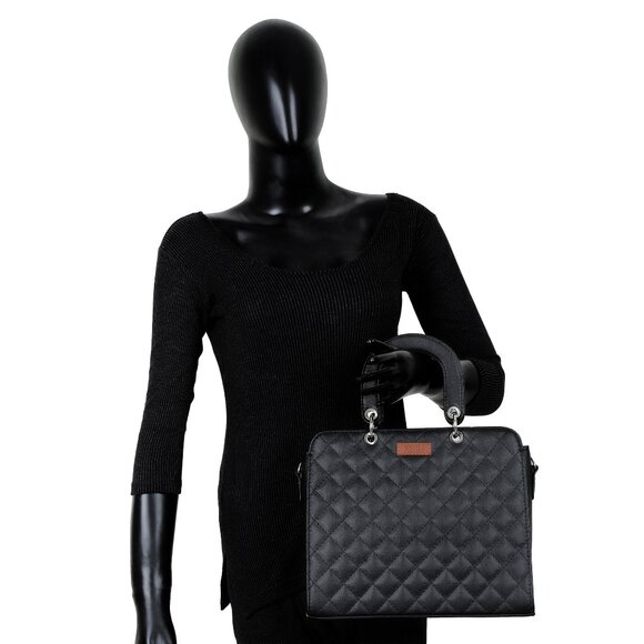 Vegan Leather Black Handbag for Women – Top-Handle Tote Bag, Satchel Purse - Picture 10 of 10